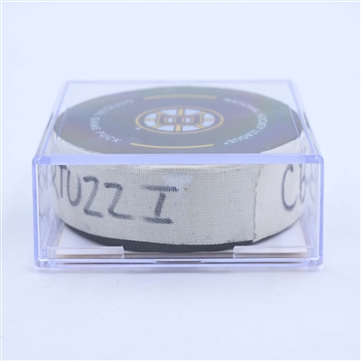 Tyler Bertuzzi - Boston Bruins - Goal Puck - March 30, 2023 vs. Columbus Blue Jackets (Bruins Logo)