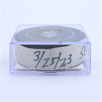 Oliver Bjorkstrand - Seattle Kraken - Goal Puck - March 25, 2023 vs. Nashville Predators (Predators Logo)