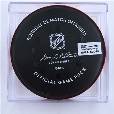 Jesper Bratt - New Jersey Devils - Goal Puck - March 25, 2023 vs. Ottawa Senators (Devils' 40th Anniversary Logo)