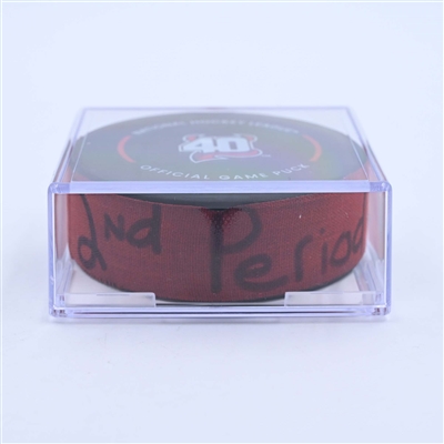 Jesper Bratt - New Jersey Devils - Goal Puck - March 25, 2023 vs. Ottawa Senators (Devils' 40th Anniversary Logo)