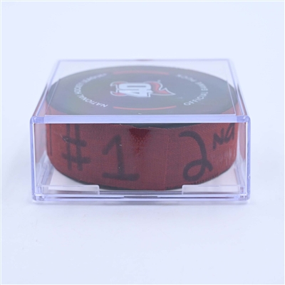 Jesper Bratt - New Jersey Devils - Goal Puck - March 25, 2023 vs. Ottawa Senators (Devils' 40th Anniversary Logo)