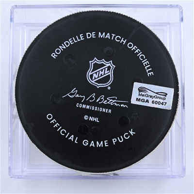 Thomas Chabot - Ottawa Senators - Goal Puck - March 25, 2023 vs. New Jersey Devils (Devils' 40th Anniversary Logo)