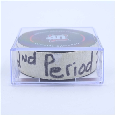 Thomas Chabot - Ottawa Senators - Goal Puck - March 25, 2023 vs. New Jersey Devils (Devils' 40th Anniversary Logo)