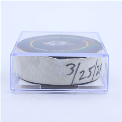 Matt Duchene - Nashville Predators - Goal Puck - March 25, 2023 vs. Seattle Kraken (Predators Logo)