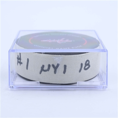 Pierre Engvall - New York Islanders - Goal Puck - March 28, 2023 vs. Washington Capitals (Capitals Logo)