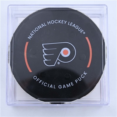 Tyson Foerster - Philadelphia Flyers - Goal Puck - March 25, 2023 vs. Detroit Red Wings (Flyers Logo)