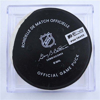 Morgan Frost - Philadelphia Flyers - Goal Puck - March 28, 2023 vs. Montreal Canadiens (Flyers Logo)