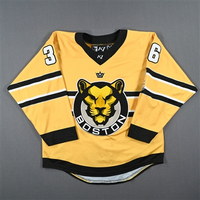 Loren Gabel - Boston Pride - Game-Worn Gold Set 2 Jersey / Playoffs - Final Game in Boston Pride History