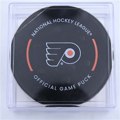 Rafael Harvey-Pinard - Montreal Canadiens - Goal Puck - March 28, 2023 vs. Philadelphia Flyers (Flyers Logo)