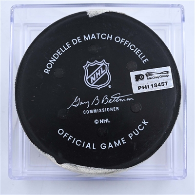 Rafael Harvey-Pinard - Montreal Canadiens - Goal Puck - March 28, 2023 vs. Philadelphia Flyers (Flyers Logo)