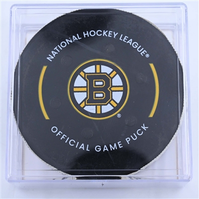 Garnet Hathaway - Boston Bruins - Goal Puck - March 25, 2023 vs. Tampa Bay Lightning (Bruins Logo)
