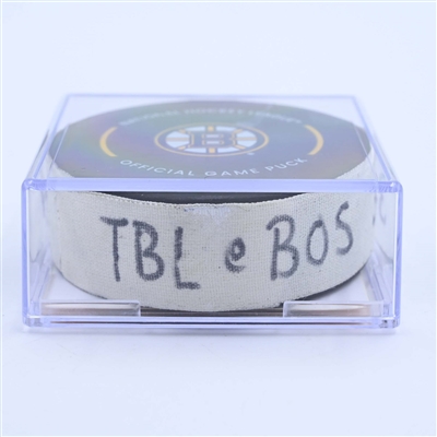 Garnet Hathaway - Boston Bruins - Goal Puck - March 25, 2023 vs. Tampa Bay Lightning (Bruins Logo)