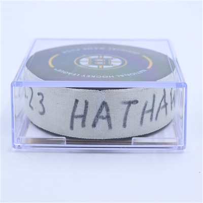 Garnet Hathaway - Boston Bruins - Goal Puck - March 25, 2023 vs. Tampa Bay Lightning (Bruins Logo)