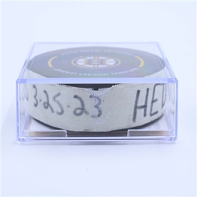 Victor Hedman - Tampa Bay Lightning - Goal Puck - March 25, 2023 vs. Boston Bruins (Bruins Logo)