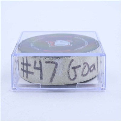 Mark Kastelic - Ottawa Senators - Goal Puck - March 25, 2023 vs. New Jersey Devils (Devils' 40th Anniversary Logo)