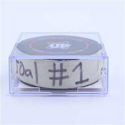Mark Kastelic - Ottawa Senators - Goal Puck - March 25, 2023 vs. New Jersey Devils (Devils' 40th Anniversary Logo)