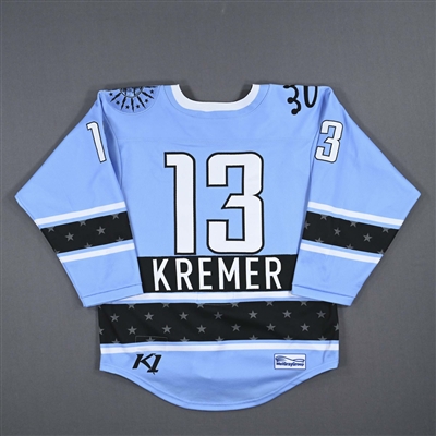 Dominique Kremer - Buffalo Beauts - Game-Worn Blue Set 1 Jersey w/C & May 14 Patch