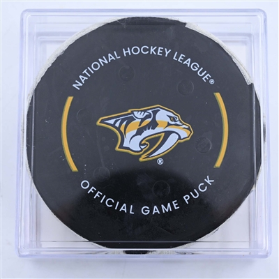 Adam Larsson - Seattle Kraken - Goal Puck - March 25, 2023 vs. Nashville Predators (Predators Logo)
