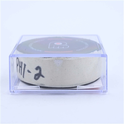 Scott Laughton - Philadelphia Flyers - Goal Puck - March 25, 2023 vs. Detroit Red Wings (Flyers Logo)