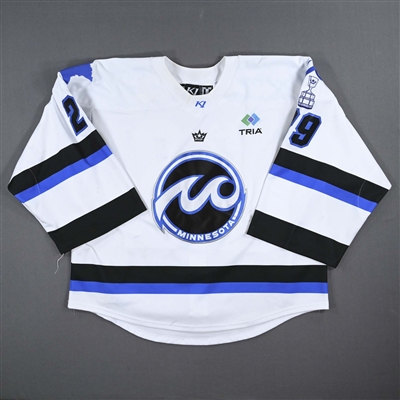 Amanda Leveille - Minnesota Whitecaps - Game-Worn White Set 1 Jersey - Isobel Cup Semifinals Game 1