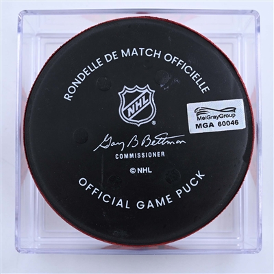 Dawson Mercer - New Jersey Devils - Goal Puck - March 25, 2023 vs. Ottawa Senators (Devils' 40th Anniversary Logo)