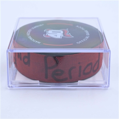 Dawson Mercer - New Jersey Devils - Goal Puck - March 25, 2023 vs. Ottawa Senators (Devils' 40th Anniversary Logo)