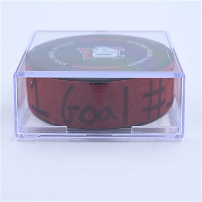 Dawson Mercer - New Jersey Devils - Goal Puck - March 25, 2023 vs. Ottawa Senators (Devils' 40th Anniversary Logo)