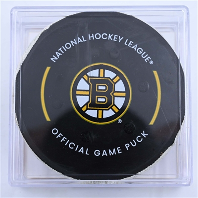 David Pastrnak - Boston Bruins - Goal Puck - March 28, 2023 vs. Nashville Predators (Bruins Logo)