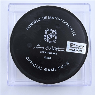 David Pastrnak - Boston Bruins - Goal Puck - March 28, 2023 vs. Nashville Predators (Bruins Logo)