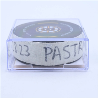 David Pastrnak - Boston Bruins - Goal Puck - March 28, 2023 vs. Nashville Predators (Bruins Logo)