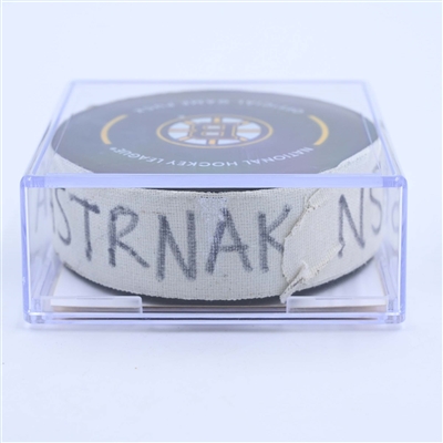 David Pastrnak - Boston Bruins - Goal Puck - March 28, 2023 vs. Nashville Predators (Bruins Logo)