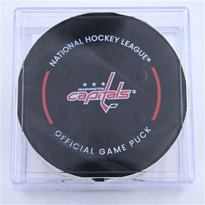 Conor Sheary - Washington Capitals - Goal Puck - March 28, 2023 vs. New York Islanders (Capitals Logo)