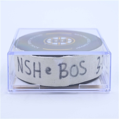 Cole Smith - Nashville Predators - Goal Puck - March 28, 2023 vs. Boston Bruins (Bruins Logo)