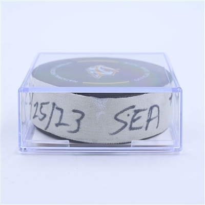Daniel Sprong - Seattle Kraken - Goal Puck - March 25, 2023 vs. Nashville Predators (Predators Logo)