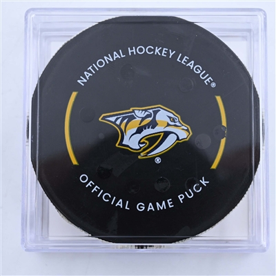 John Tavares - Toronto Maple Leafs - Goal Puck - March 26, 2023 vs. Nashville Predators (Predators Logo)