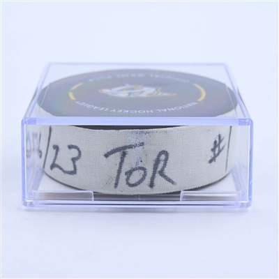 John Tavares - Toronto Maple Leafs - Goal Puck - March 26, 2023 vs. Nashville Predators (Predators Logo)
