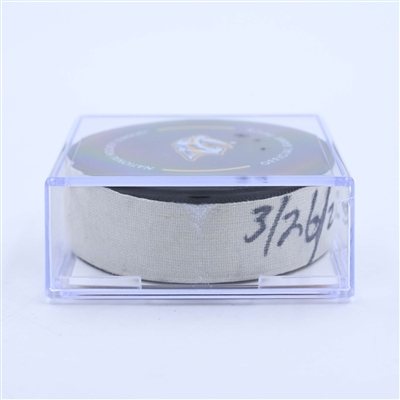 John Tavares - Toronto Maple Leafs - Goal Puck - March 26, 2023 vs. Nashville Predators (Predators Logo)