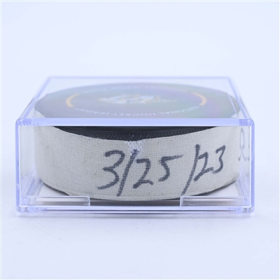 Eeli Tolvanen - Seattle Kraken - Goal Puck - March 25, 2023 vs. Nashville Predators (Predators Logo)