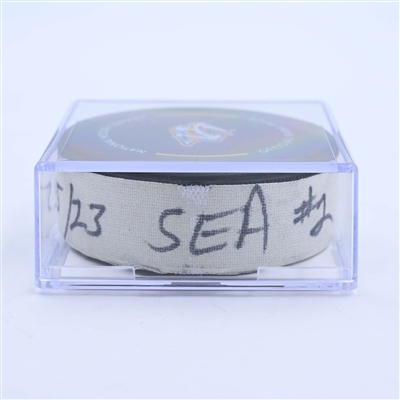 Eeli Tolvanen - Seattle Kraken - Goal Puck - March 25, 2023 vs. Nashville Predators (Predators Logo)