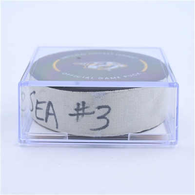 Eeli Tolvanen - Seattle Kraken - Goal Puck - March 25, 2023 vs. Nashville Predators (Predators Logo)