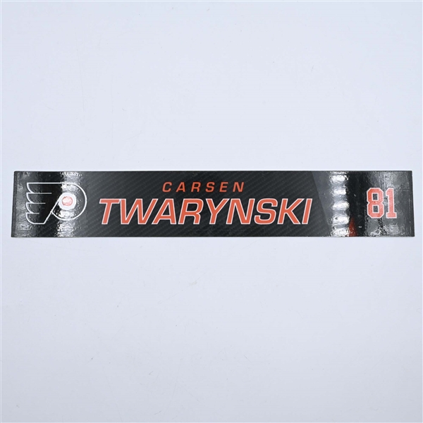 Carsen Twarynski - Philadelphia Flyers - Locker Room Nameplate - 2019-20 NHL Season