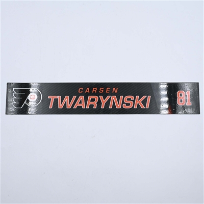 Carsen Twarynski - Philadelphia Flyers - Locker Room Nameplate - 2019-20 NHL Season