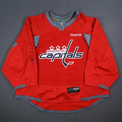 Philipp Grubauer - Washington Capitals - Red Practice-Worn Jersey - 2012-13 NHL Season
