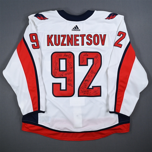 Team Signed - Evgeny Kuznetsov - Washington Capitals - White Game-Issued Jersey - 2017-18 NHL Season