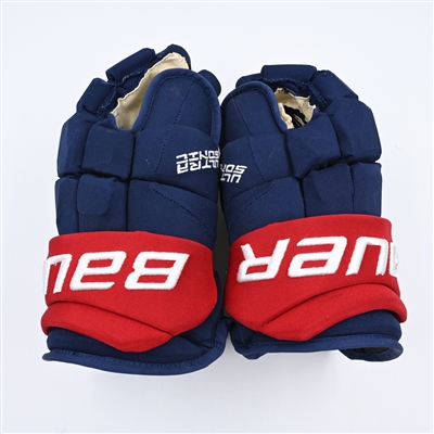 Sonny Milano - Washington Capitals - Bauer Supreme Ultrasonic Gloves - Worn in Stadium Series and on February 21, 2023