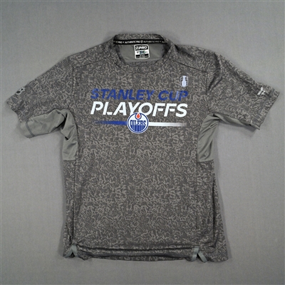 Connor McDavid - Edmonton Oilers - Gray, Fanatics 2023 Stanley Cup Playoffs Short Sleeve Shirt