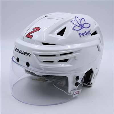Brendan Smith - White, Bauer Helmet w/ Bauer Shield - 2023-24 NHL Regular Season