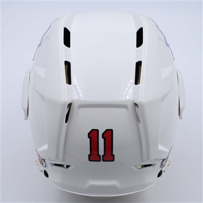 Chris Tierney - White, CCM Helmet w/ Oakley Shield - 2023-24 NHL Regular Season
