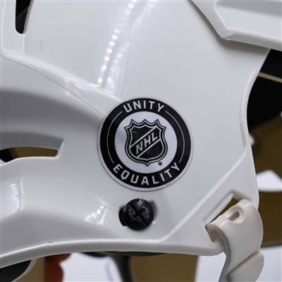 Chris Tierney - White, CCM Helmet w/ Oakley Shield - 2023-24 NHL Regular Season
