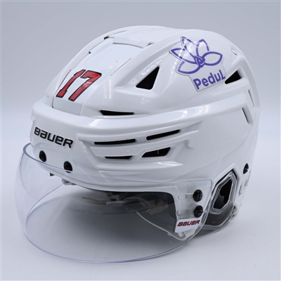 Simon Nemec - White, Bauer Helmet w/ Bauer Shield - 2023-24 NHL Regular Season